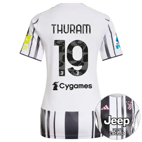 Juventus Trikots Shop – juventus heimtrikot 202526 – damen – serie a pack – 2526 – Ärmelsponsor whitebit – 19 – thuram Trikots und mehr entdecken